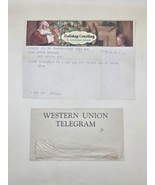 NORMAN ROCKWELL ART-Christmas Greeting By Western Union Telegram 1949 w/... - $370.80 MXN