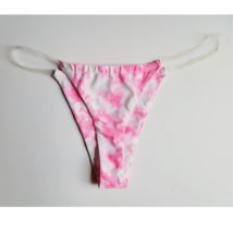 Fashion Nova Catching Vibes PVC Straps Bikini Bottom Pink Tie Dye Medium - £16.02 GBP