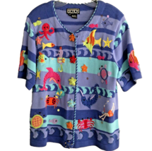 90s Berek Embellished Novelty Sweater Size M Takako Sakon Under The Sea ... - $34.99