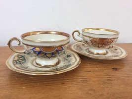 Pair Vintage Johann Haviland Bavarian Porcelain Demitasse Tea Cups Saucers - £62.90 GBP