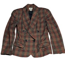 GEORGIOU Double Breast Blazer Oversize Plaid Waist Jacket Womens Size XS Vintage - £21.57 GBP