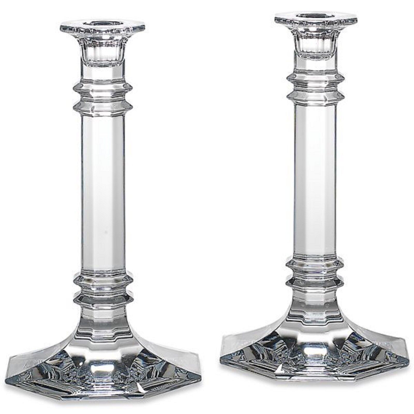 Reed & Barton Crystal Tempo Candlesticks Pair Clear 8" Wedding Gift NEW - $184.14