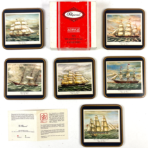 Pimpernel Clipper Sailing Ship Vintage Coasters 6 w/Box UK Acrylic Melamine - £21.47 GBP