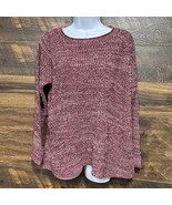 Style&amp;co Boho Knit Sweater Top XL Marled Cherry Burgundy Tunic Cozy Fall... - $50.66 CAD