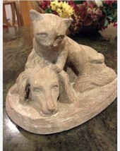 Vintage Rare Dog and Cat Concrete Sculpture - $98.95
