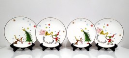 NEW Lenox Set of 4 Merry Grinchmas Accent Plates 2 Designs 8" Porcelain - £111.90 GBP