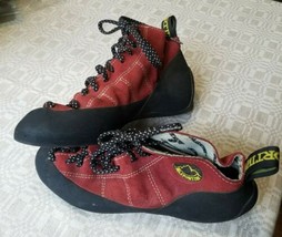 Vintage La Sportiva Women&#39;s Climbing Shoes EU 39.5 US 7 pre-owned Red Black - £47.64 GBP