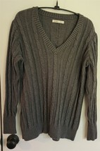 Womens XL Old Navy Dark Gray 100% Cotton V-Neck Knit Sweater - £14.74 GBP