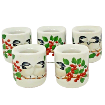 Mini Candle Holders Christmas Holly Birds VTG FUNNY DESIGN W. Germany Set of 5 - £19.54 GBP