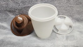  Vintage Tupperware 847-3 Mixer Shaker White Container Brown Top Flip Cap 848-8 - £7.81 GBP