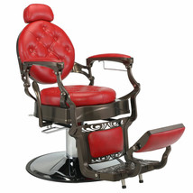 Vintage Adjustable Barber Chair Heavy Duty Metal Hydraulic Recline Styli... - £819.85 GBP