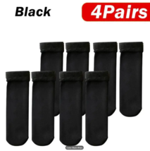 4 Pairs Snow Socks Plush Lined Thickened Warm Floor Winter Cold Thermal Black - £10.24 GBP