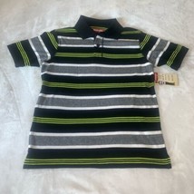 Boy&#39;s Size Large 10-12 Wrangler Short Sleeve Polo Shirt Top Black White Striped - £12.78 GBP