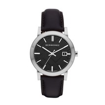 Burberry Men&#39;s BU9009 Black Leather Strap Watch - £195.45 GBP