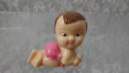 Vintage Baby Shower Cake Topper Baby Girl Miniature Mini 1&quot; Pink Figure ... - $2.85