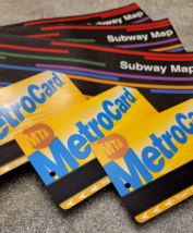 Set of 3 expired MetroCards + 3 Free Large NYC SUBWAY Train Maps Latest Version - £7.87 GBP