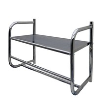 Bathroom Wall Rack With 2 Towel Holder Rails Metal Chrome Plated Shelf - £18.72 GBP