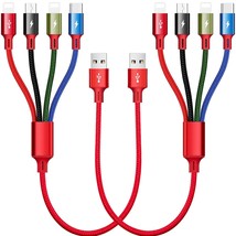 Short Multi Charging Cable, 1Ft/2Pack Multi Charging Cord, 4 In 1 Multi Charger  - £14.93 GBP