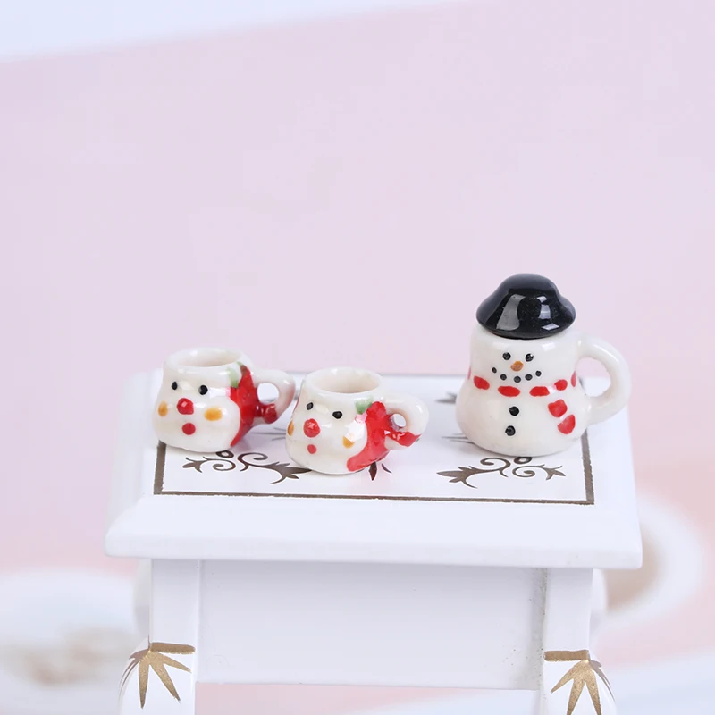 1:12 Dollhouse Miniature Christmas Ceramics Cups &amp; Pot Set Doll Coffee Tea Cup - £7.10 GBP