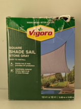 VIGORO 12 ft x 12 ft. Outdoor Square Shade Sail Stone Gray Sun &amp; Heat Pr... - $898.67 MXN