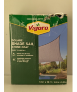 VIGORO 12 ft x 12 ft. Outdoor Square Shade Sail Stone Gray Sun &amp; Heat Pr... - $48.99