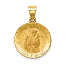 14k Polished and Satin St Francis of Assisi Medal Hollow Pendant XR1326 - £223.38 GBP