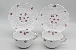 Spode Forget Me Not Cup &amp; Saucers Set of 2 Copeland Bone China England Floral - £15.86 GBP