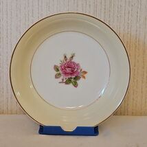 Fuji Bone China Fruit Bowl Dish Hand Painted Pink Rosette Floral 24k Gol... - $14.38
