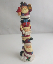 Christmas Santas Balancing With Presents Beautiful 10.5&quot; Totem Pole Tabl... - $14.50