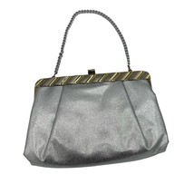 Vintage 1950s Miss Lewis Silver Gold Evening Bag Handbag - $37.62