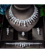 HIBRIDE Zircons High Quality White Gold Color Cubic Zirconia Bridal Wedd... - £99.82 GBP