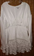 Atoir White Beating Heart Dress Silk Ruffled Long Sleeve Mini US Size 8 - $55.84
