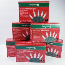 6 Boxes 70 Mini Lights Merry Brite Christmas Tree Clear Bulb Green Wire ... - $37.95