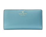 New Kate Spade Schuyler Large Slim Bifold Saffiano Wallet Smokie Blue - $64.25