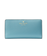 New Kate Spade Schuyler Large Slim Bifold Saffiano Wallet Smokie Blue - £51.20 GBP