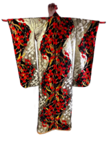 Japanese Kimono Color Uchikake Vintage Silk Black Gold Orange Wedding Lu... - $5,490.95 MXN
