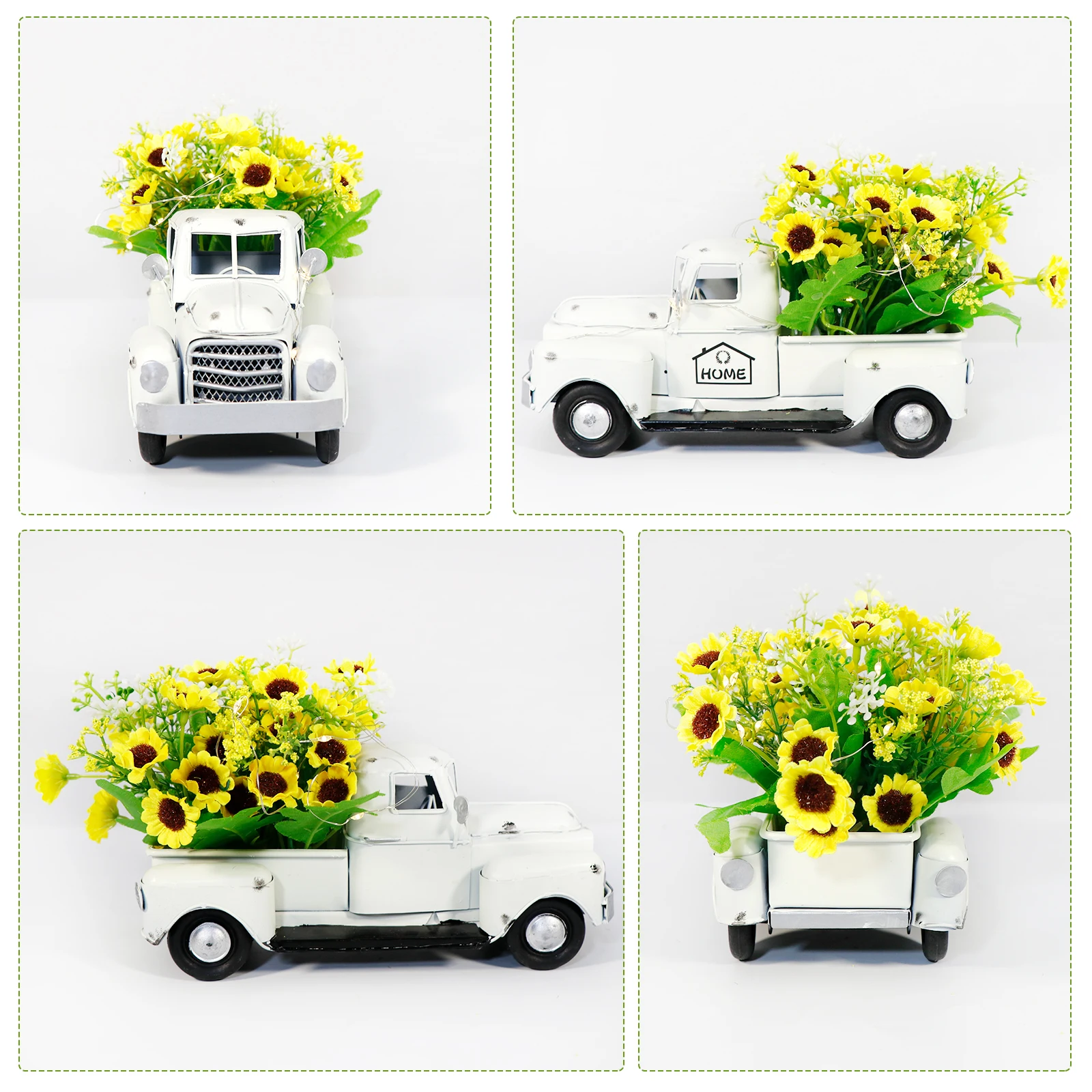 OurWarm Retro Style Truck Garden Decoration Vintage Truck Flower Pot with LED Li - £95.40 GBP