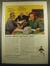 1960 Pitney-Bowes DM Postage Meter Ad - Layer, doctor, merchant, chief - $14.99