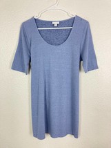 J Jill Light Blue Linen Tunic Top Women Medium Tie Waist Short Sleeve Scoop Neck - $24.75