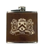 Tully Irish Coat of Arms Leather Flask - Rustic Brown - $457.68 MXN