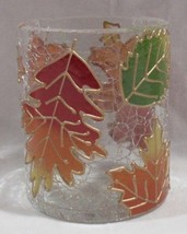 Yankee Candle Crackle Votive Tea Light Holder V/H TL/H embossed FALL LEAVES - £21.58 GBP