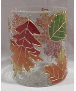 Yankee Candle Crackle Votive Tea Light Holder V/H TL/H embossed FALL LEAVES - $44.50 CAD