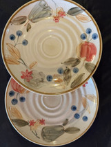 Gibson Dinner Plates Ocean Fruit Design (2) 10-3/4&quot; Colorful Stoneware - $34.00