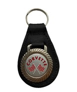 Corvette Red Black Leather Key Chain Fob True Vintage Chevy Racing Flags - $475.53 MXN