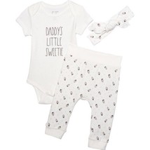 Rae Dunn &quot;Daddy&#39;s Little Sweetie&quot; 3PC PANT/BODYSUIT/HEADBAND Size 0-3M Nwt - £9.33 GBP