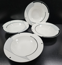 4 Christopher Stuart Angles Large Rim Soup Bowls Set Vintage Art Deco Ge... - $66.20