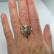 2.20Ct Vintage Colombian Emerald &amp; Diamond Engagement Ring 14k Yellow Gold Over - £89.36 GBP