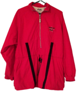 Fila women M windbreaker/jacket 1/2 zip, pockets red drawstring - $14.82