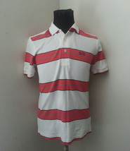 HUGO BOSS Men Polo Shirt Size S White with Stripes 100% Cotton NWT (20&quot; x 27&quot;)  - £93.04 GBP