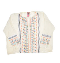 Johnny Was Oversized Blouse Womens M Button Up Lightweight Sheer Aztec Western - £64.03 GBP